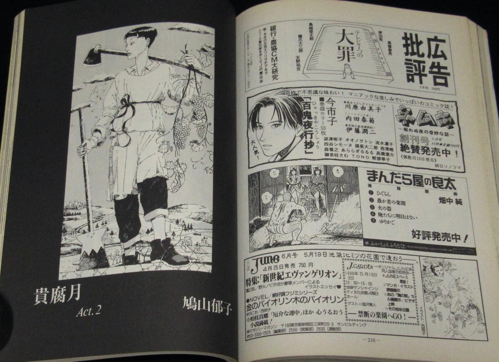 月刊漫画ガロ 1996年6月号 特集：マンガの読み方/呉智英/米澤嘉博 絶版漫画専門 じゃんくまうす